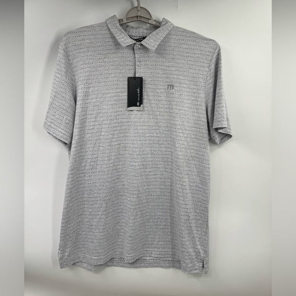 Travis Mathew Other - Travis Mathew Gray Dotted Stripe Time Will Tell Short Sleeve Polo Men's Size XL
